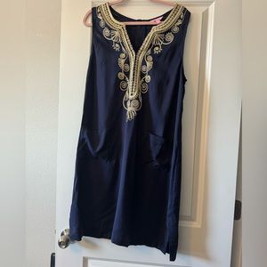 Navy and Gold Lilly Pulitzer Shift Dress - Worn once